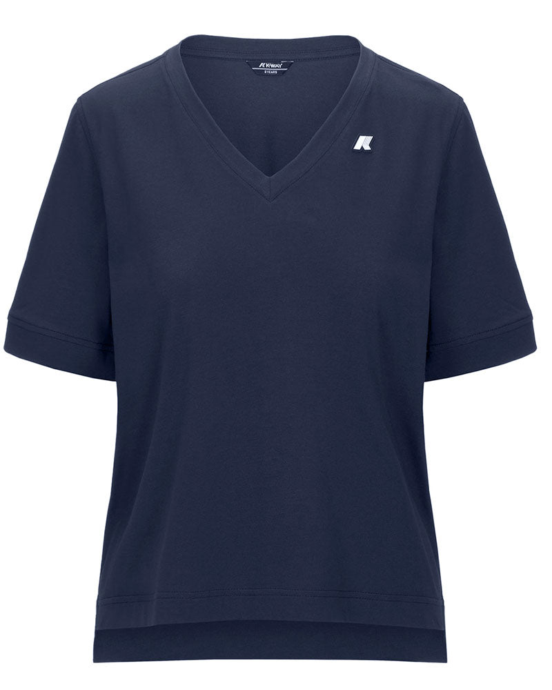 K-Way T-Shirt Leda in Jersey Colore Blu Navy