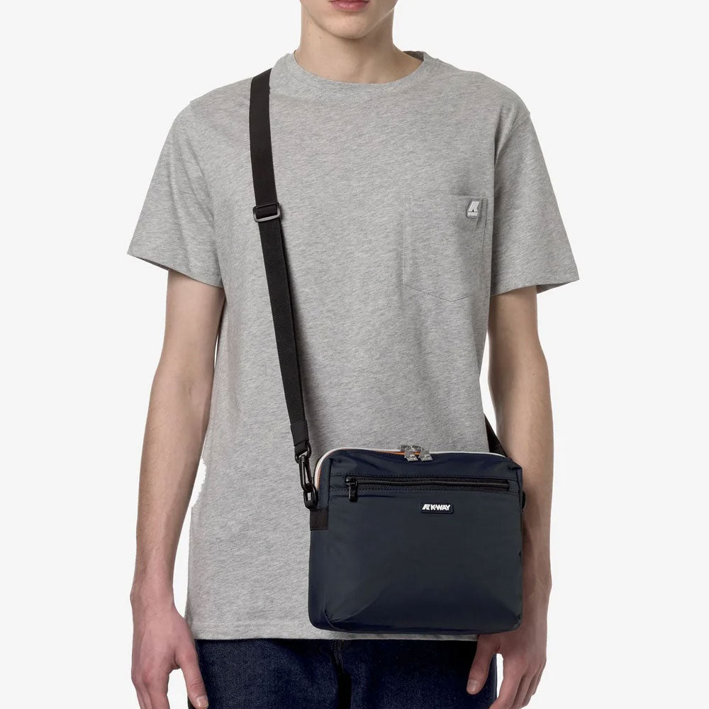 K-Way Borsello Moire Colore Blu Scuro