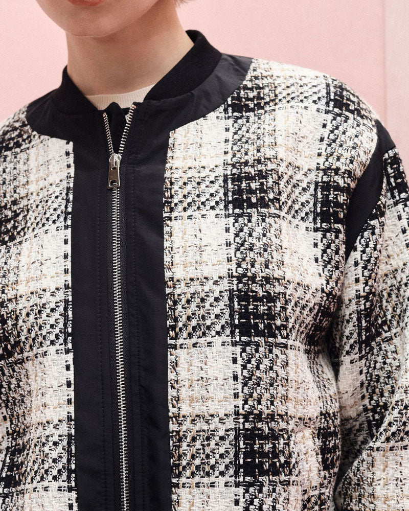 Imperial Bomber Oversize con Fantasia Check e Zip Frontale