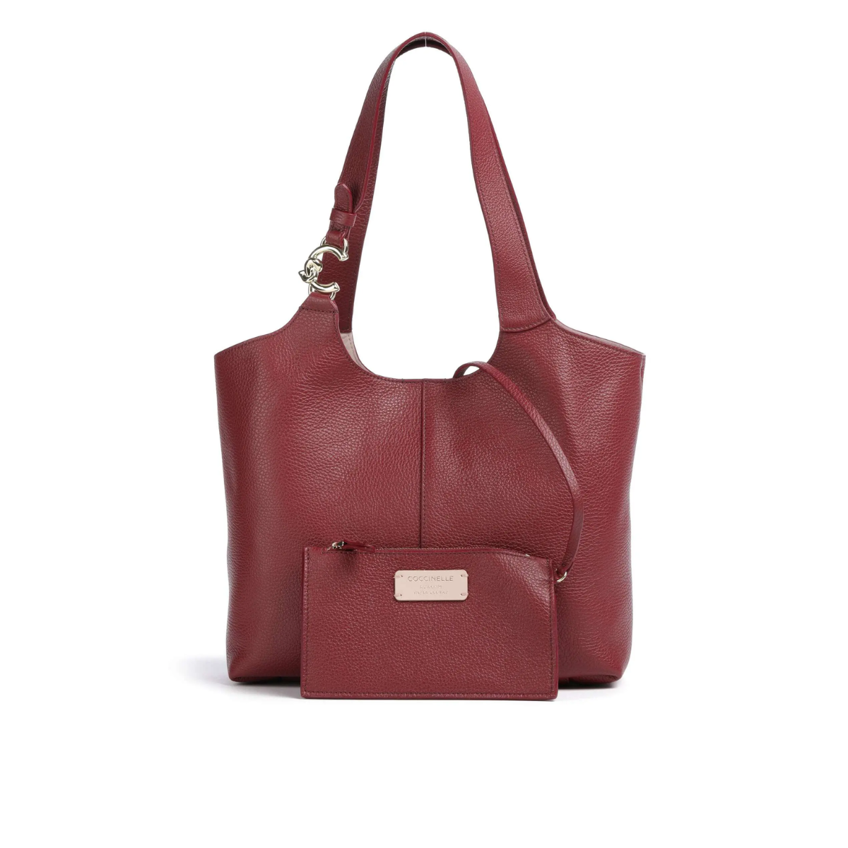Coccinelle Borsa C-Easy Hobo Pelle di Vacchetta Grana Colore Rosso Scuro