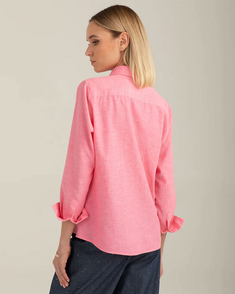 Fred Mello Camicia Manica Lunga Colore Corallo
