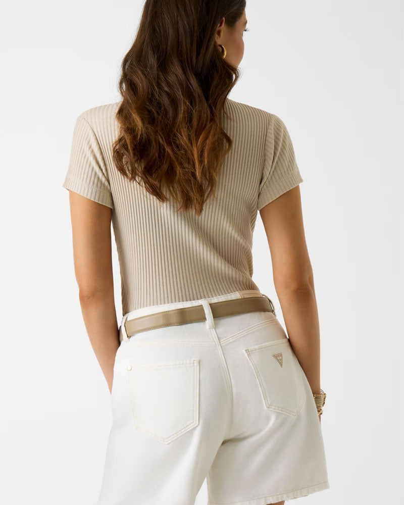 Guess Top in Maglia Vestibilità Slim Colore Crema