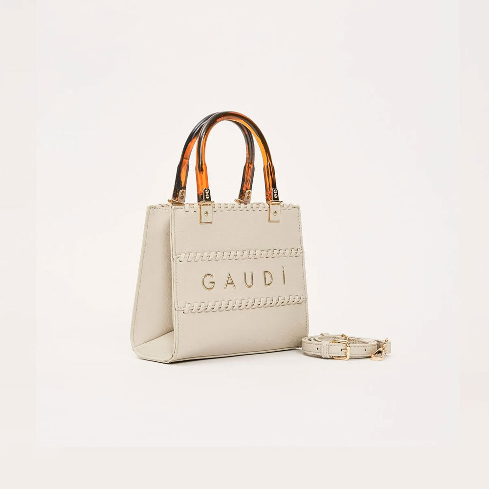 Gaudì Borsa Mini Shopping Dettaglio Manico Colore Crema