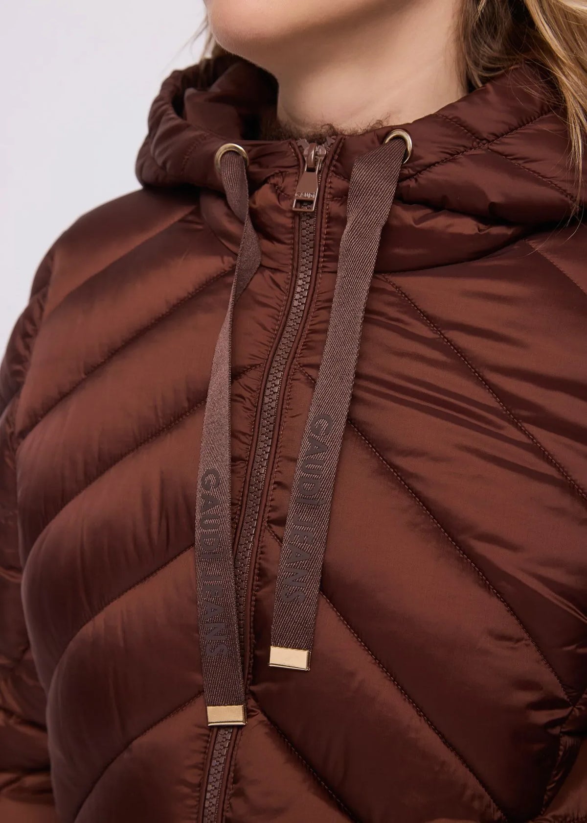 Gaudì Jeans Piumino Lungo da Donna in Nylon con Cappuccio