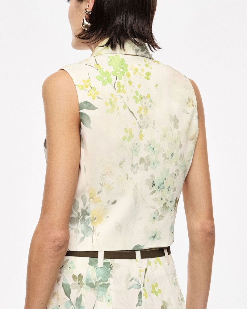Imperial Gilet Monopetto Stampa Floreale Revers Classico