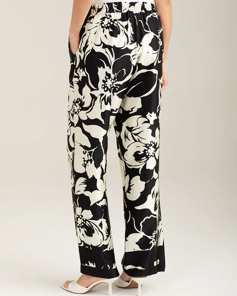 Fred Mello Pantalone in Raso Stampato Colore Flower