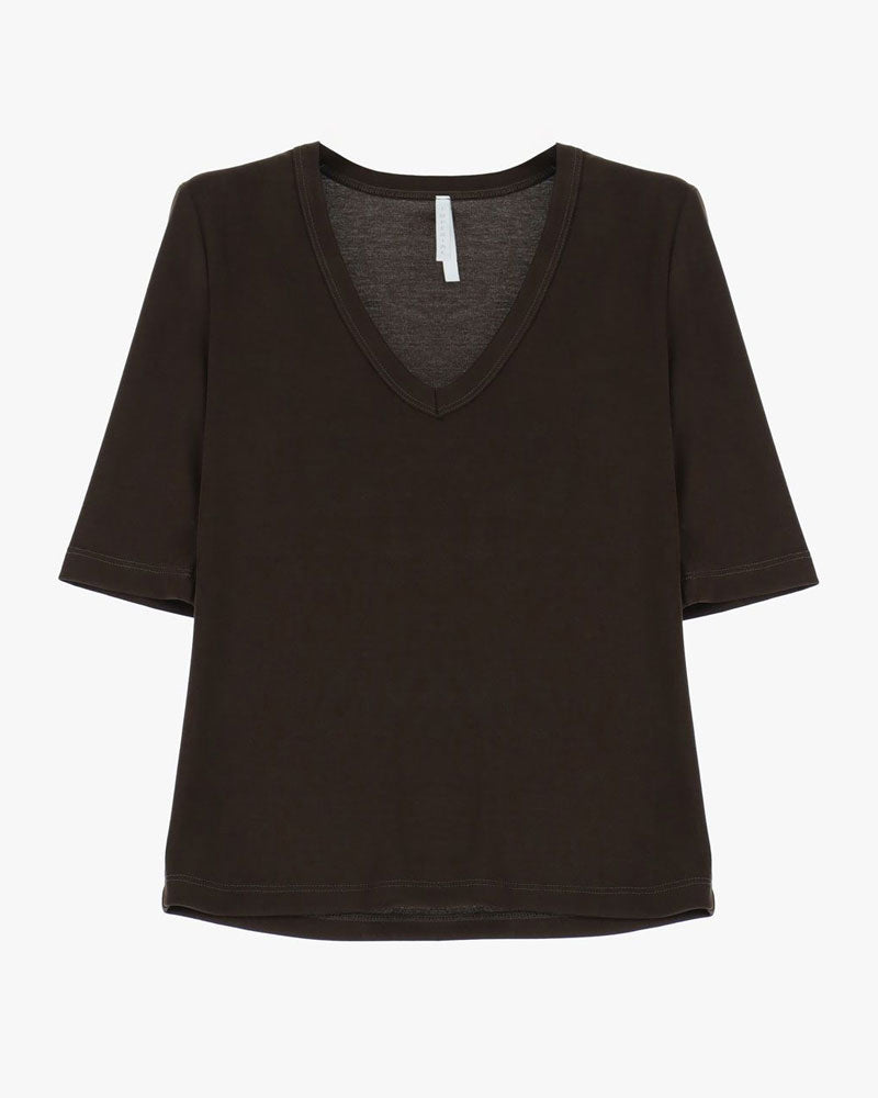 Imperial T-Shirt Scollo a V Maniche Lunghezza al Gomito Colore Fondente