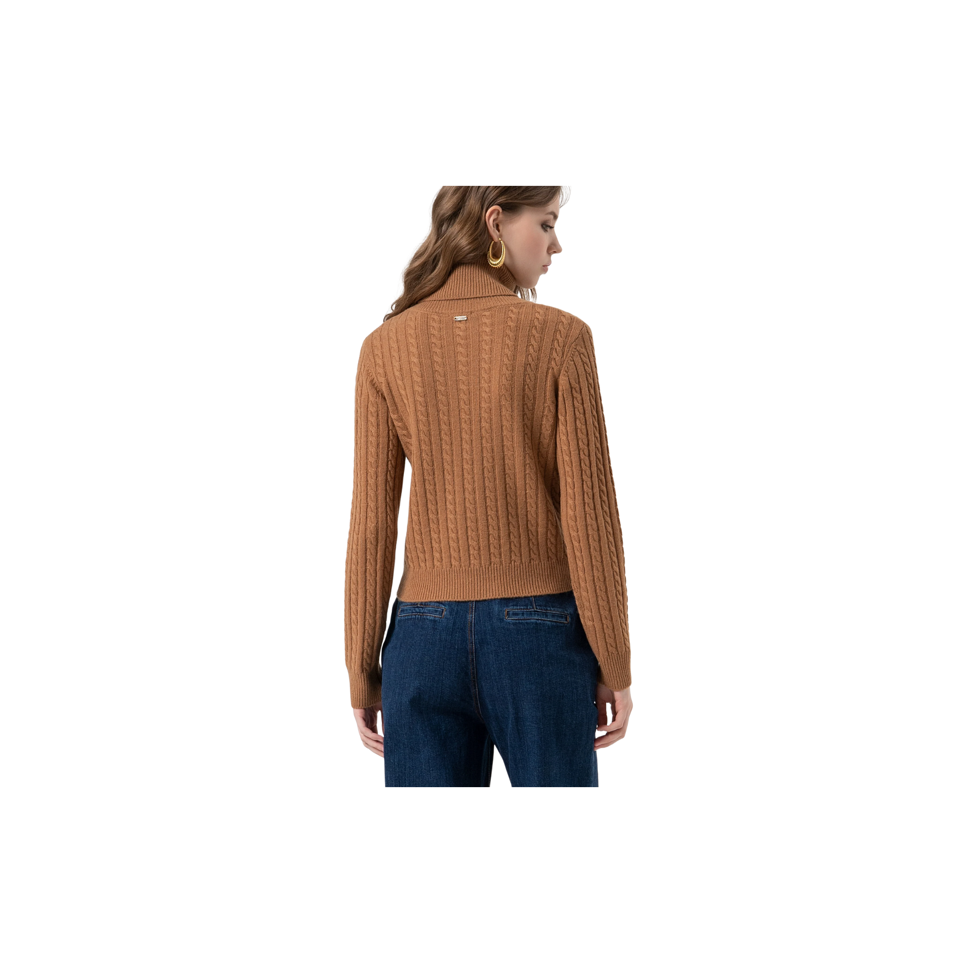 Fracomina maglia regular con punto treccia in lana e cashmere