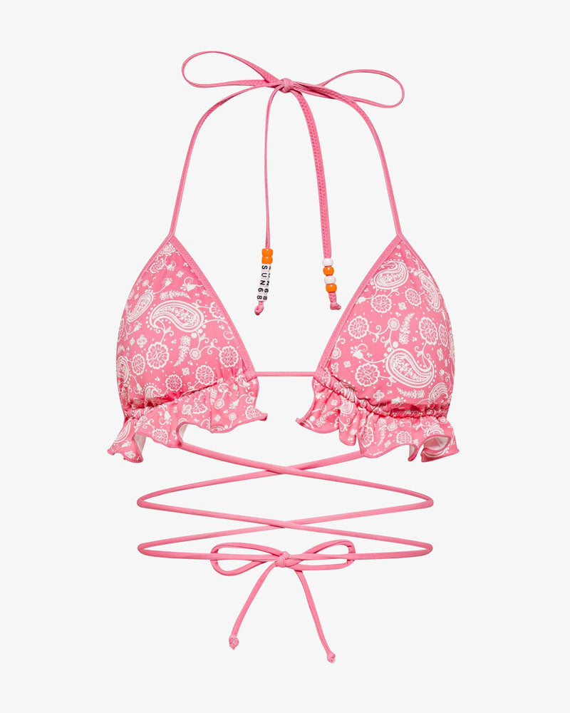Sun68 Bikini Mare con Rouches Colore Panna/Fucsia