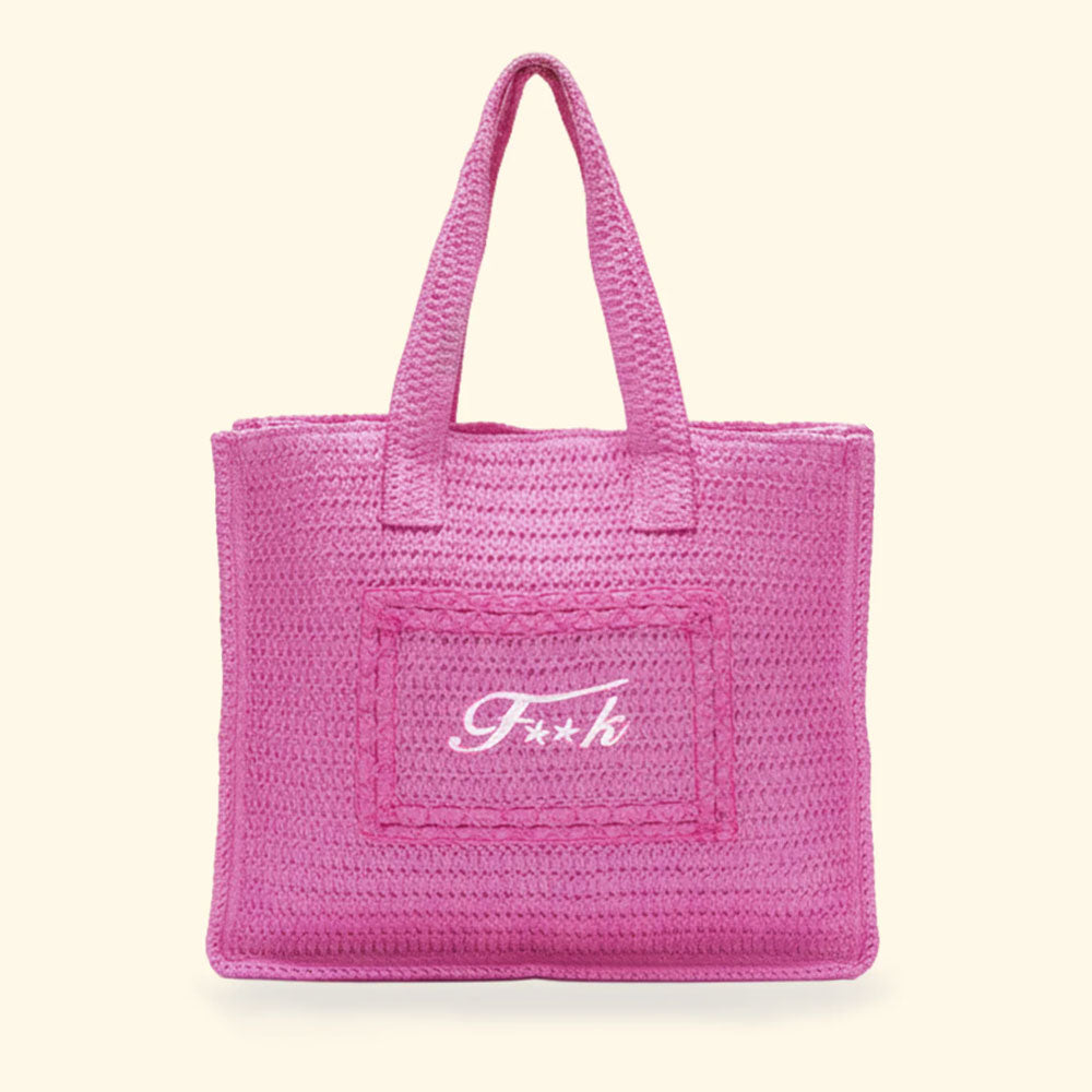 F**k Tote Bag in Rafia Colore Fucsia