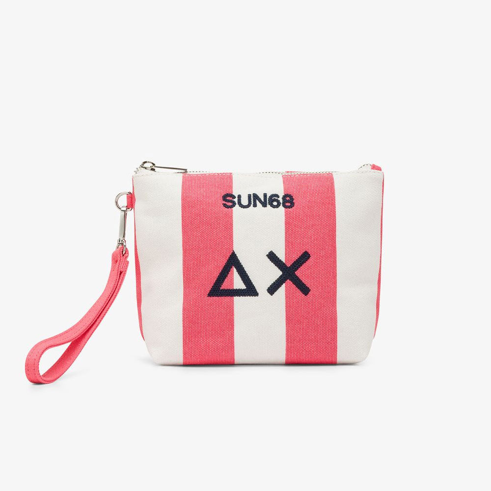 Sun68 Pouch in Tela Stampato Colore Fucsia/Panna