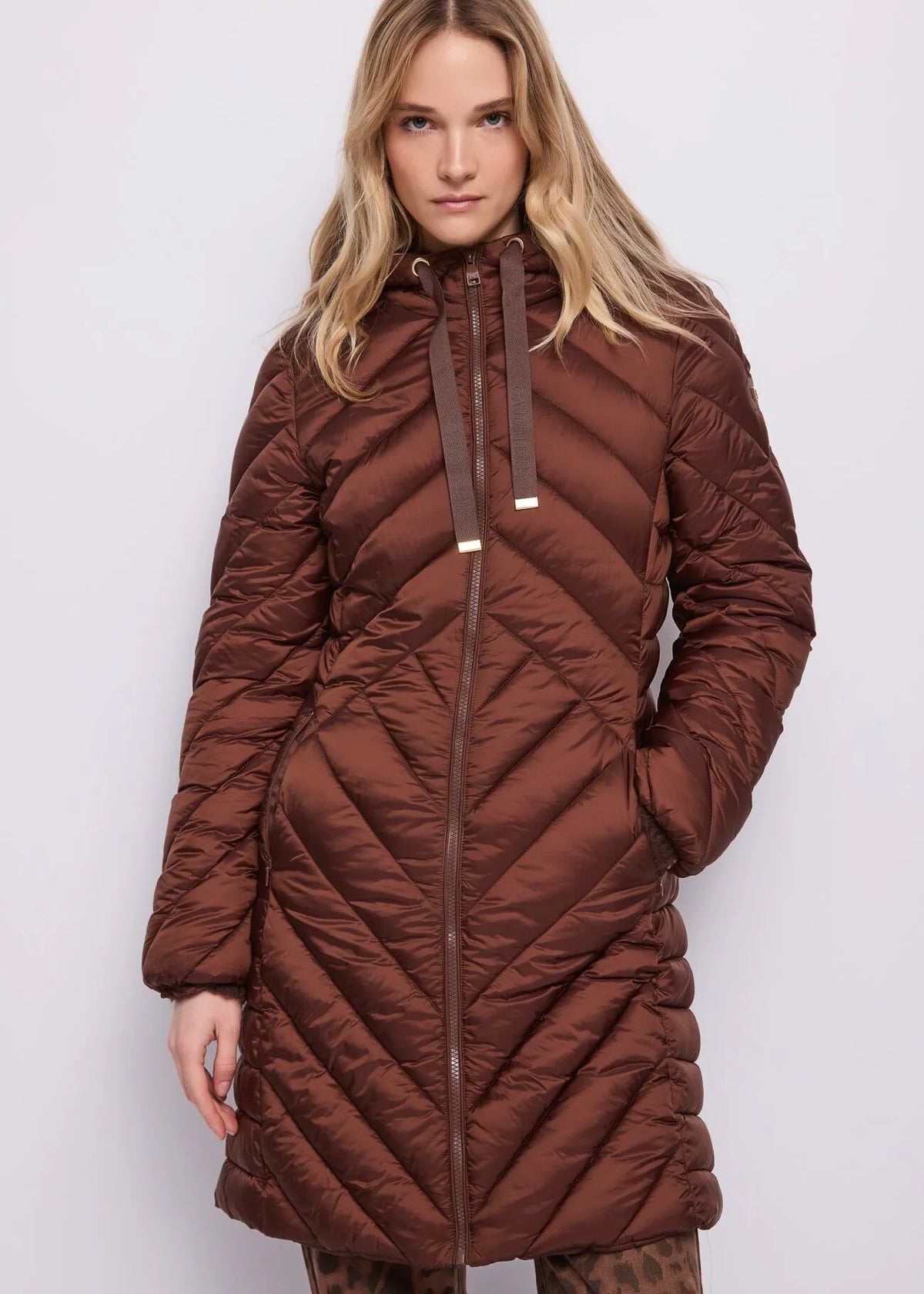 Gaudì Jeans Piumino Lungo da Donna in Nylon con Cappuccio