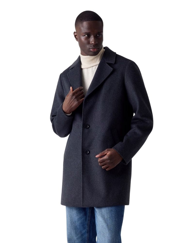 Guess Cappotto Sciancrato in Misto Lana Melton Colore Grigio da Uomo