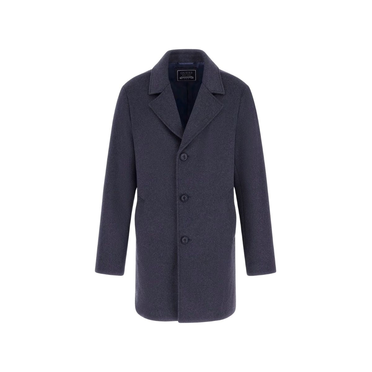 Guess Cappotto Sciancrato in Misto Lana Melton Colore Grigio da Uomo