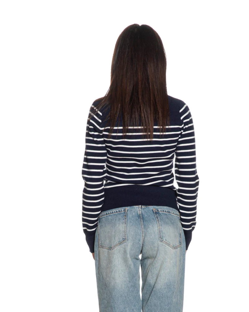  Guess Maglia Helen da Donna Colore Blu Marina Righe Bianche