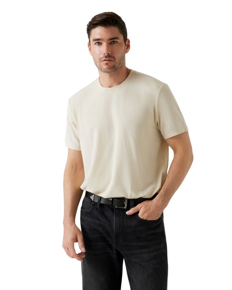 Guess T-shirt Misto Lana Colore Panna da Uomo