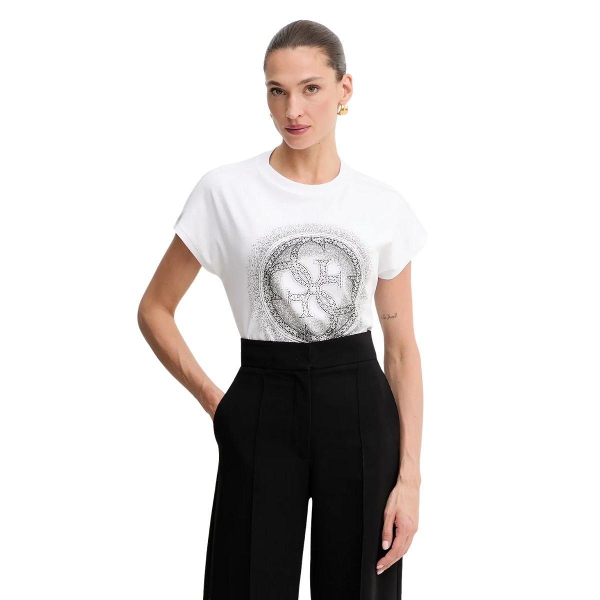 Guess T-Shirt in cotone Colore Bianco da Donna