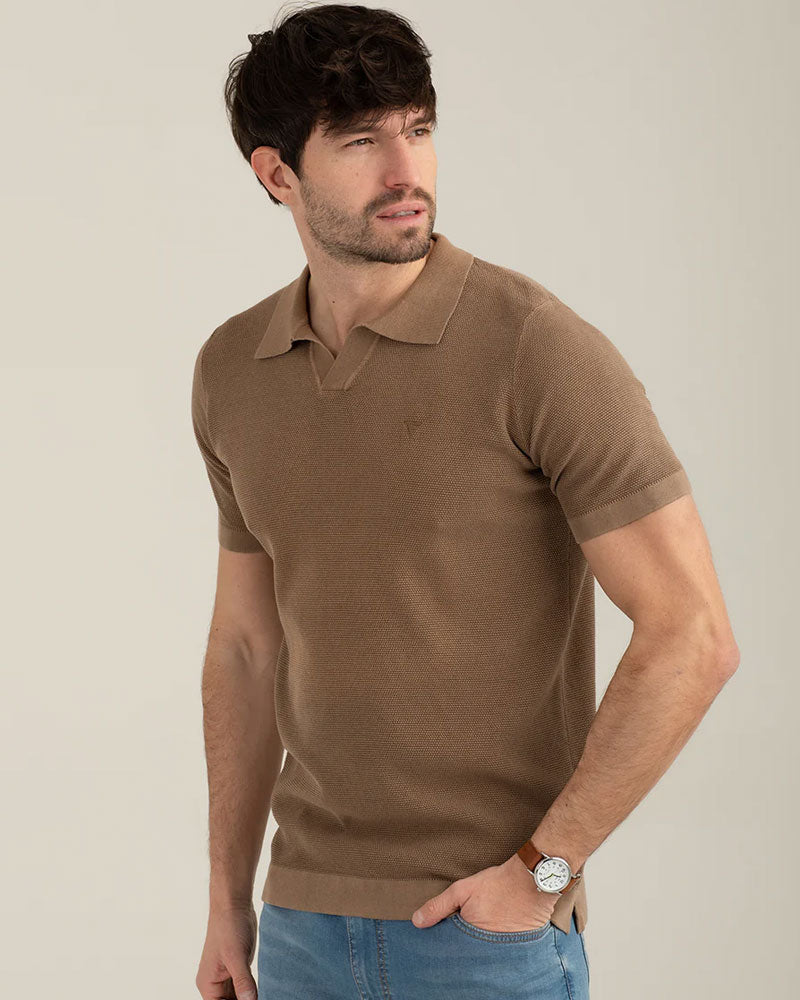 Fred Mello Polo in Maglia Punto Piquet Colore Kaki