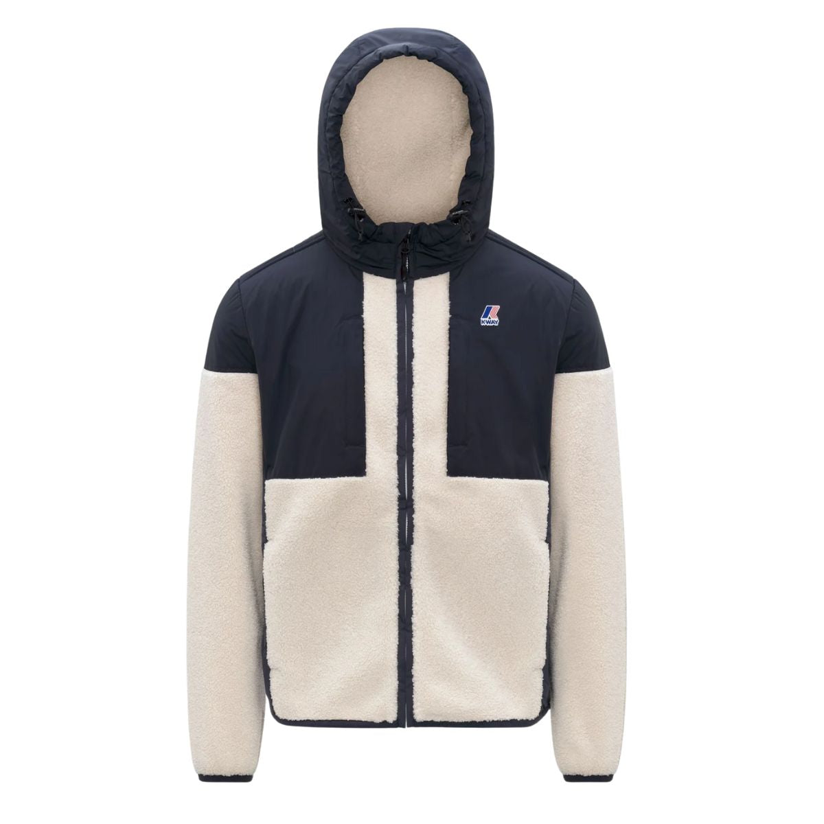 K-Way Giacca Samson 4.0 con Cappuccio Unisex Colore Blu e Biancocon Zip InteraiI solamento Sherpa e PrimaLoft