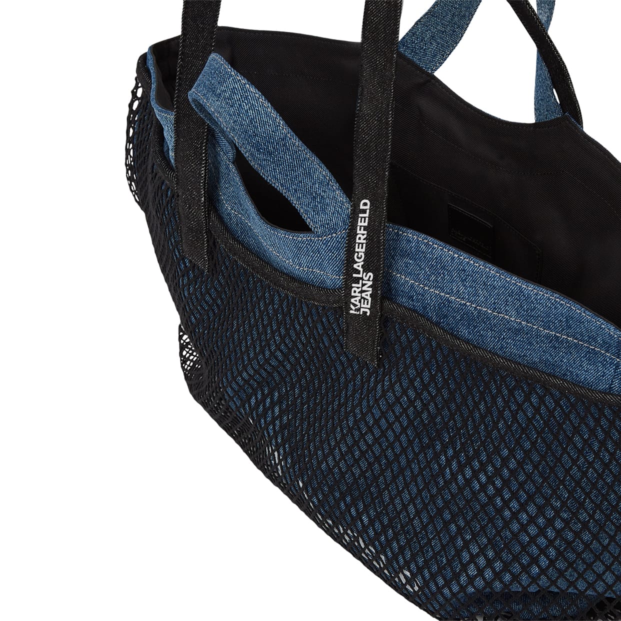 Double Mesh Denim Shopper Washed Mid Blue