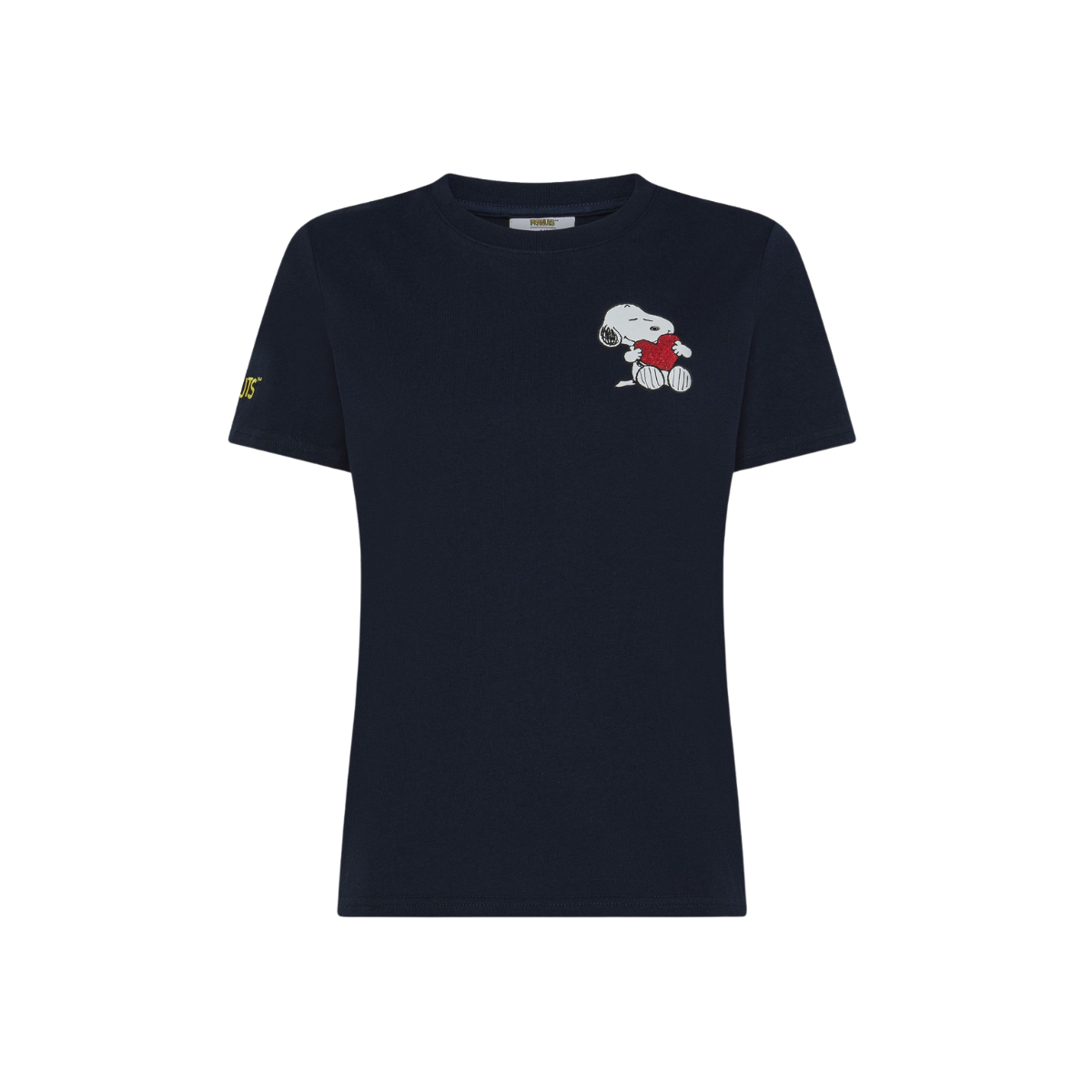 T-shirt Girocollo Peanuts in Jersey di Cotone Colore Blu Navy