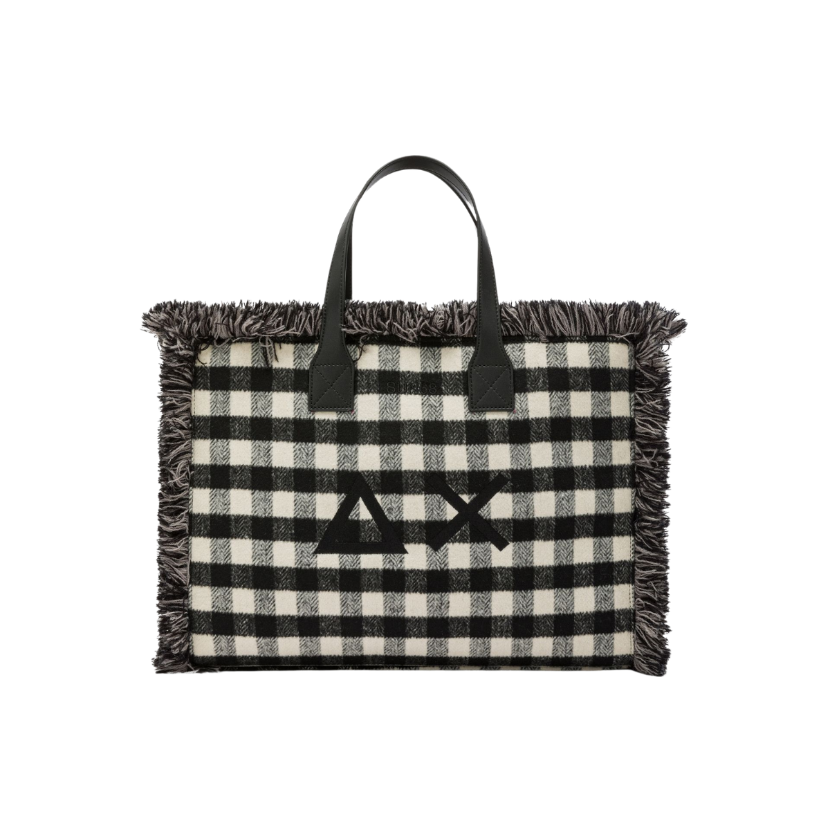 Sun 68 Shopping Bag Midi Cali in Lana Check Colore Nero