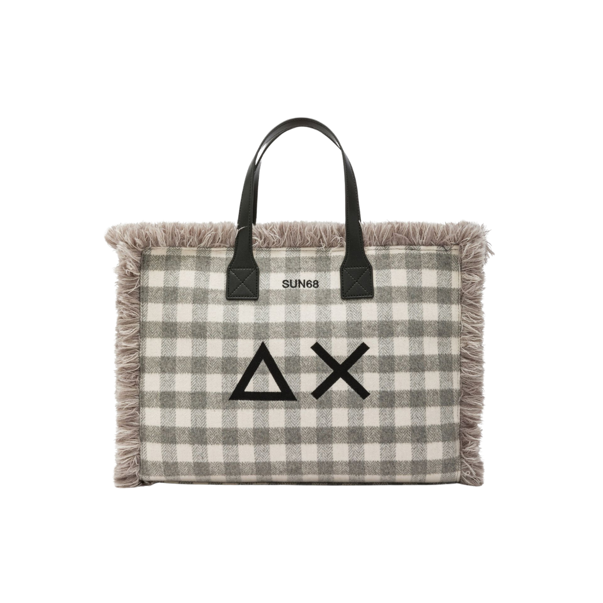 Sun 68 Shopping Bag Midi Cali in Lana Check Medio Colore Grigio