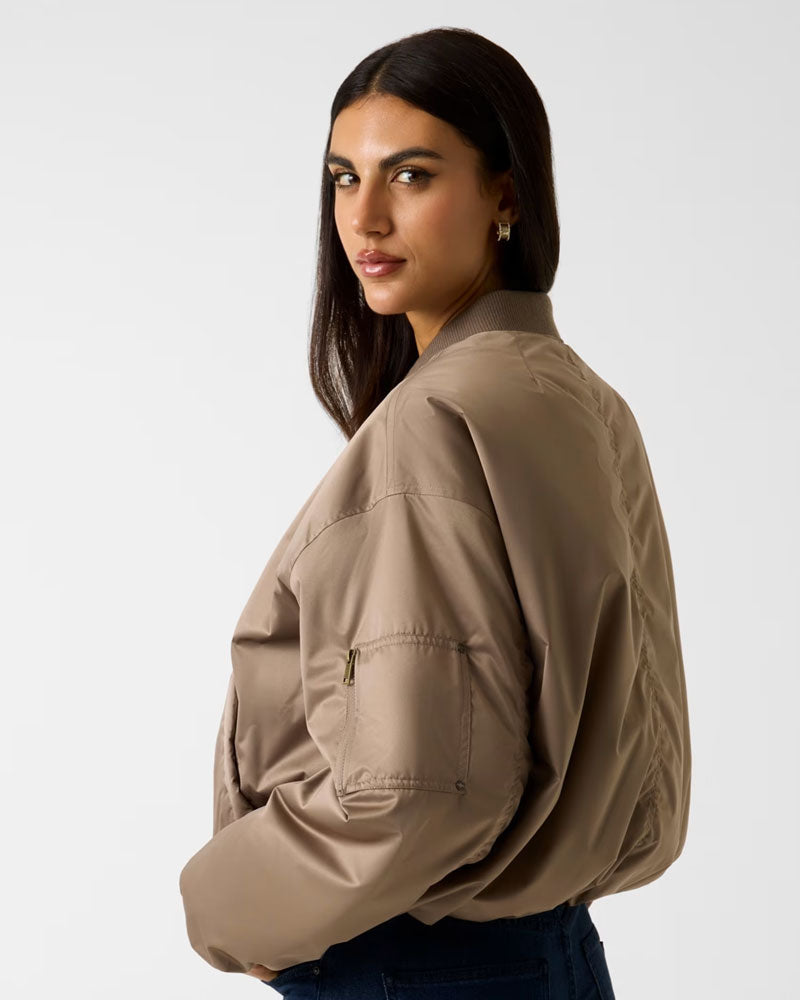Guess Bomber in Raso Colore Marrone