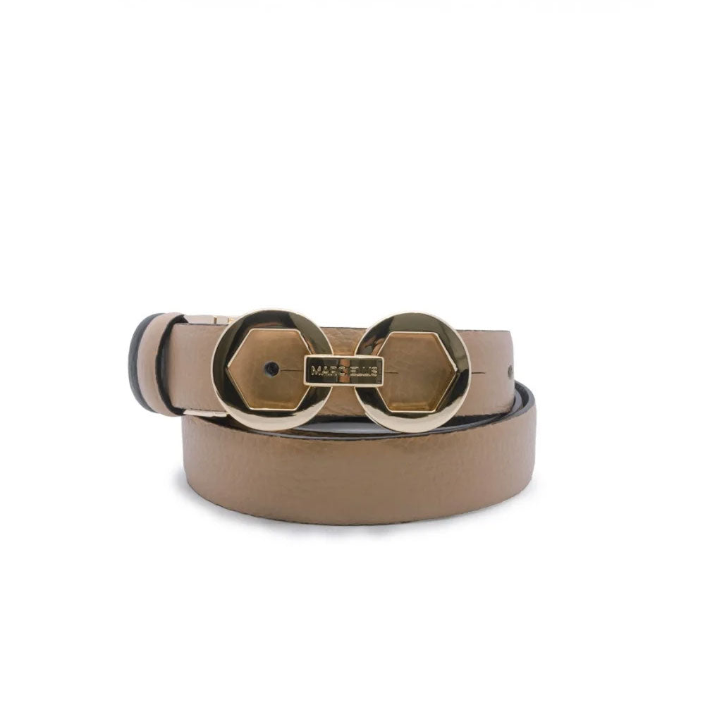 Marc Ellis Cintura con Logo Reversibile Colore Moka Mousse/Black/Gold