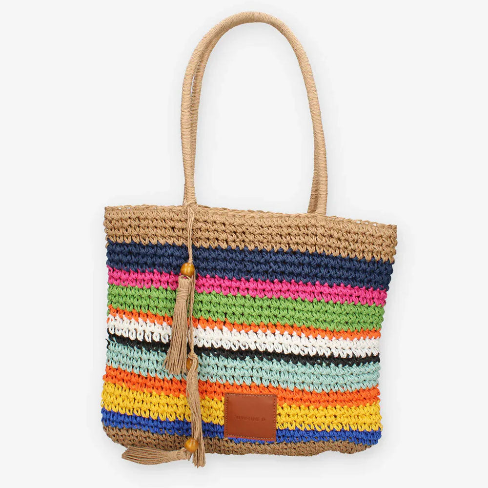 Vivienne D Borsa Mare in Paglia Multicolore