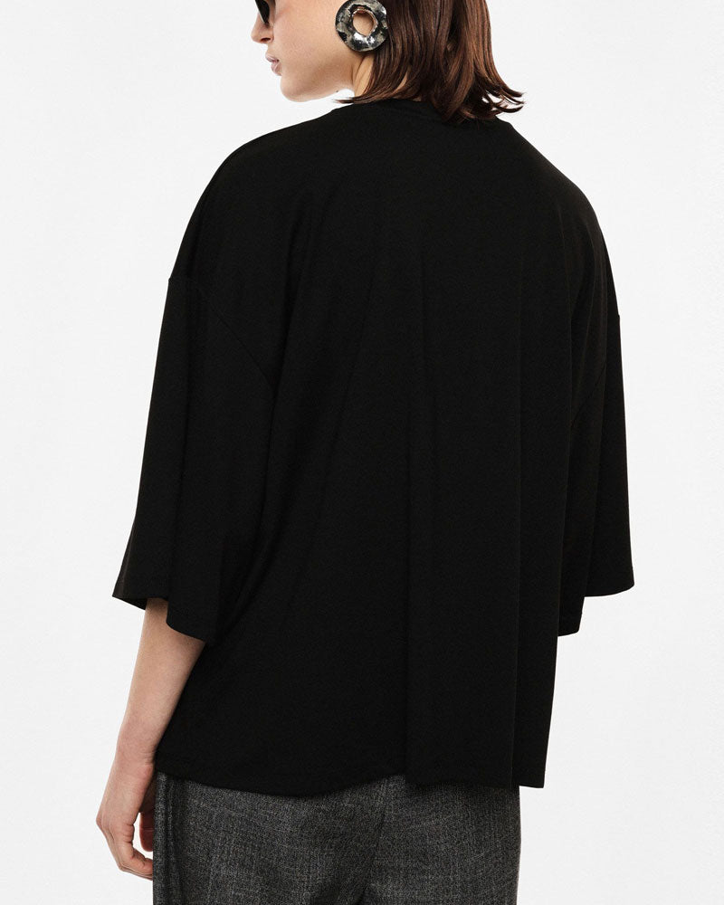 Imperial T-Shirt Ampia a Maniche Larghe con Girocollo Colore Nero