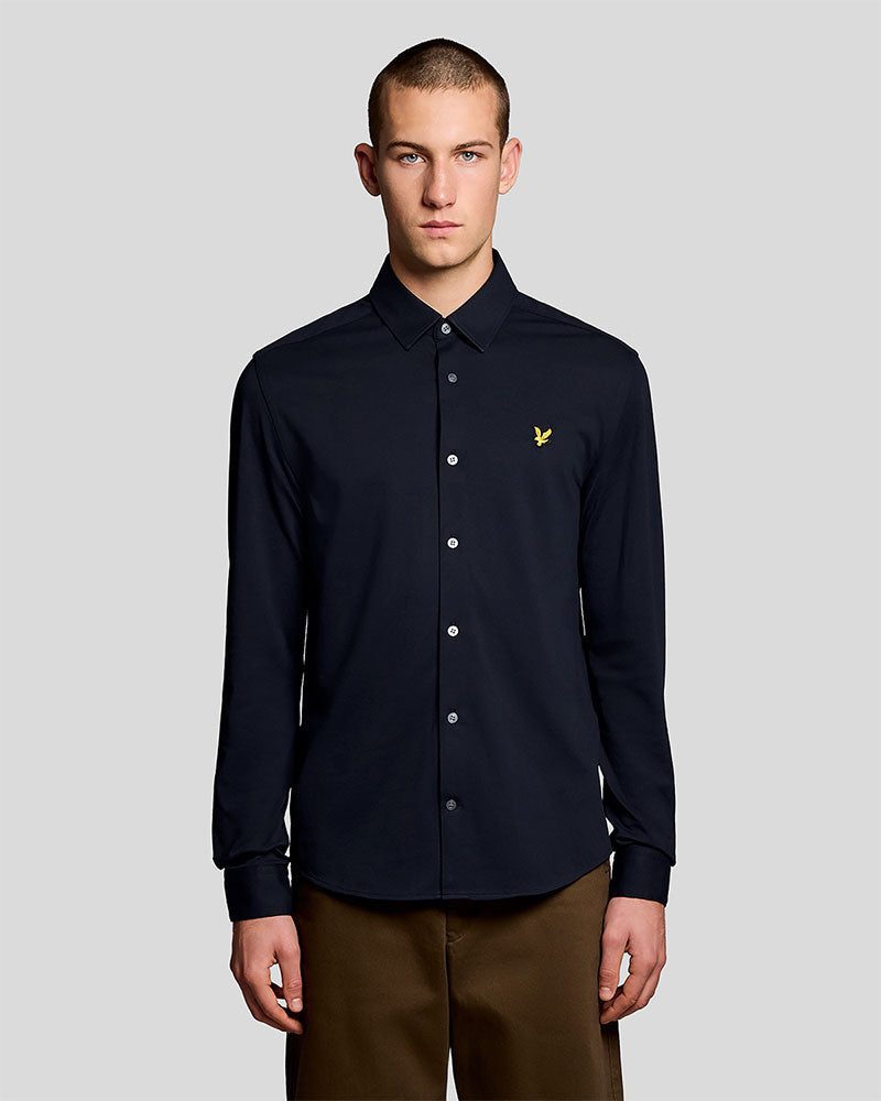 Lyle & Scott Camicia in Jersey di Cotone Oxford Colore Nero