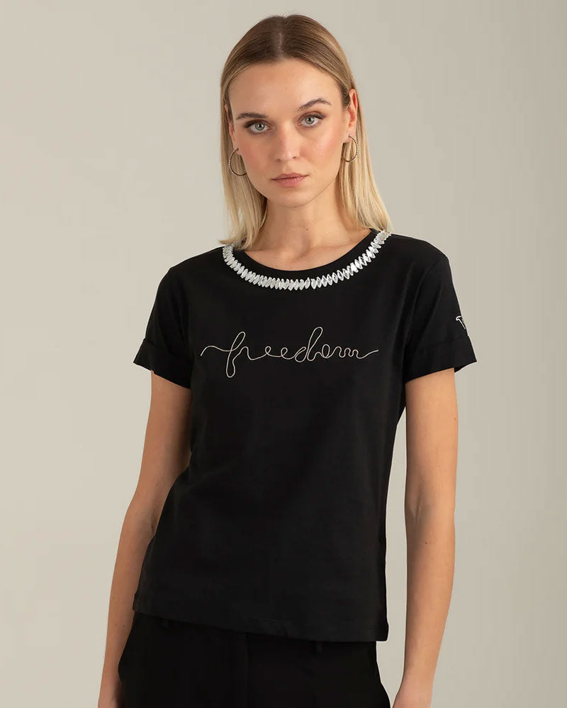 Fred Mello T-Shirt con Ricami Colore Nero