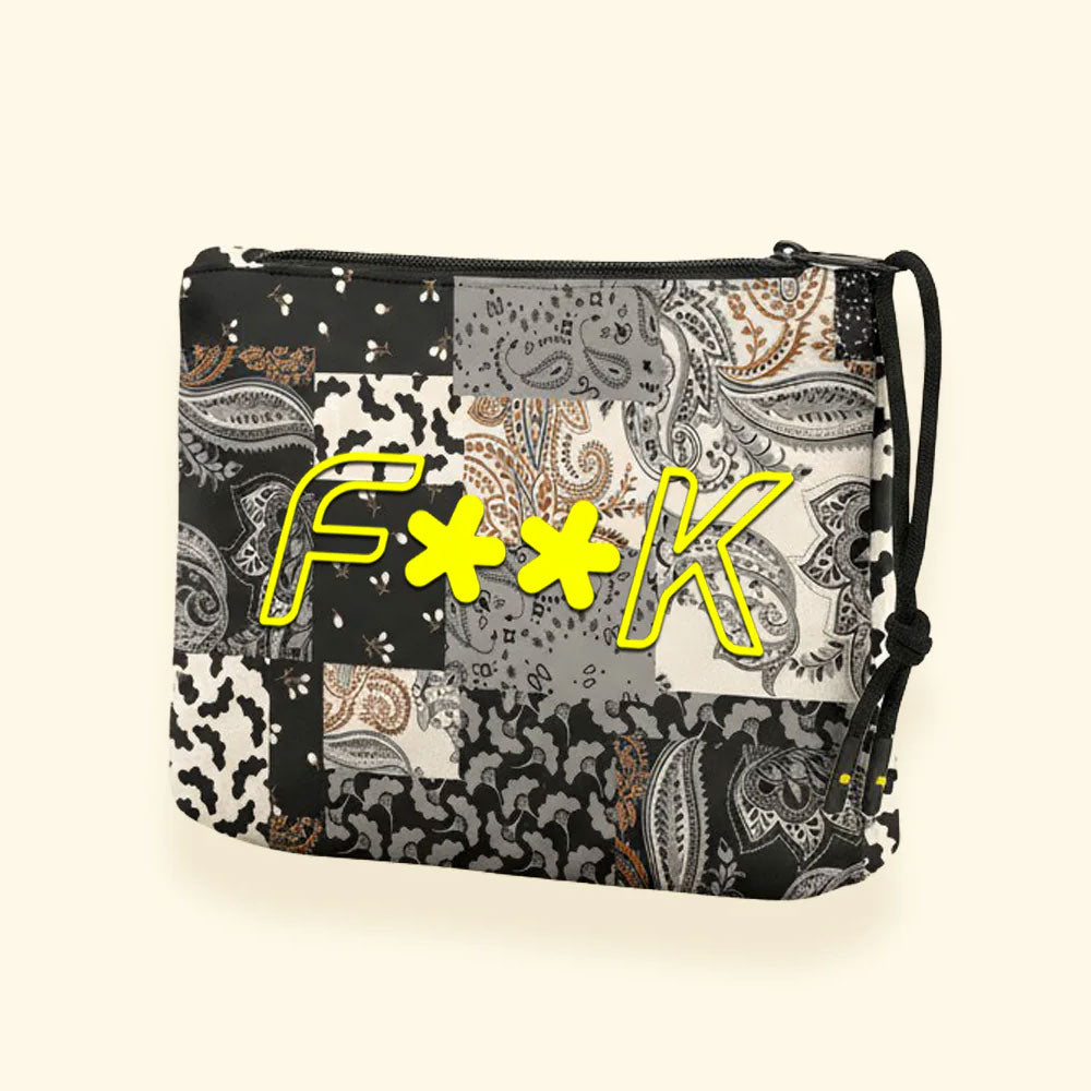F**k Pochette con Fantasia Fiori Colore Nero