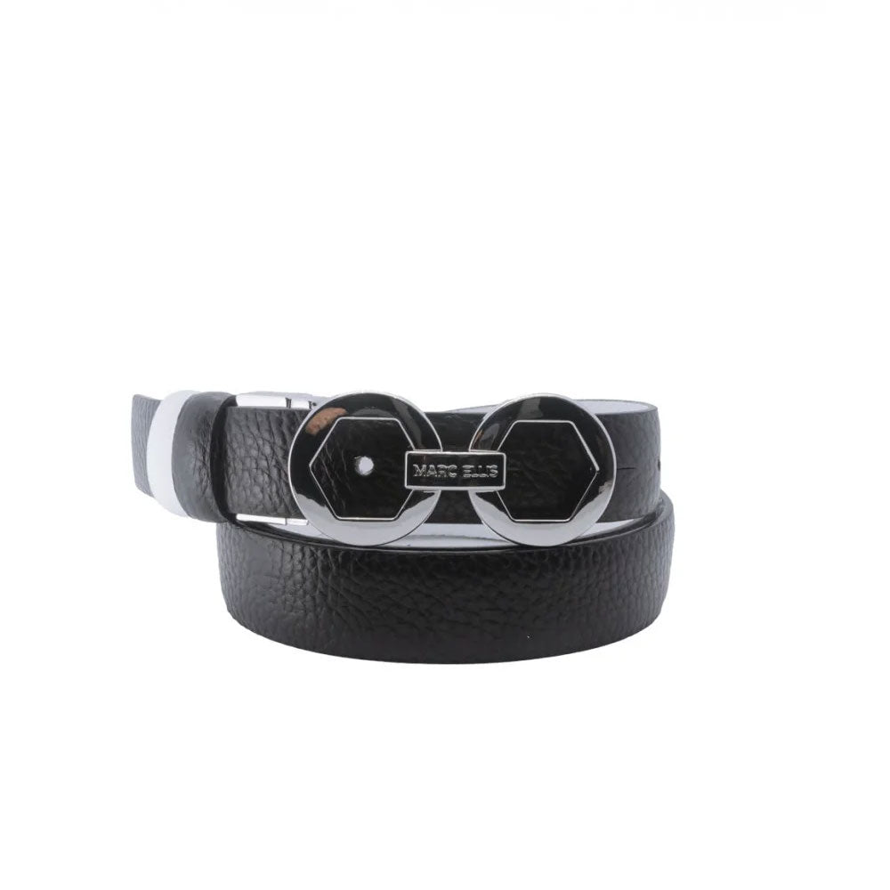 Marc Ellis Cintura con Logo Reversibile Colore Black/OffBlanc/Silver