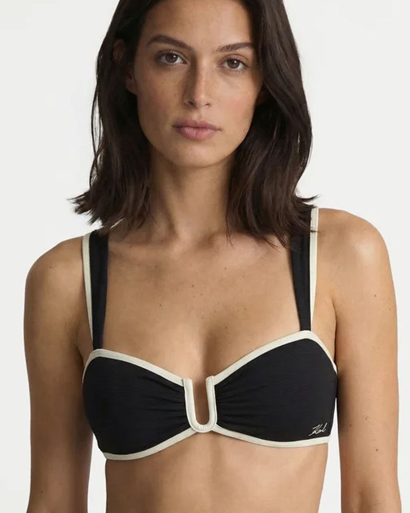 Karl Lagerfeld Bikini Pezzo Sopra Bicolore Colore Nero