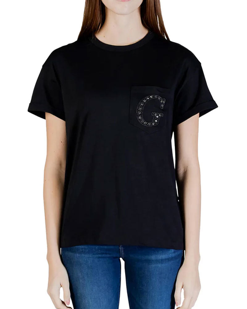 Guess T-Shirt con Taschino Logo Colore Nero
