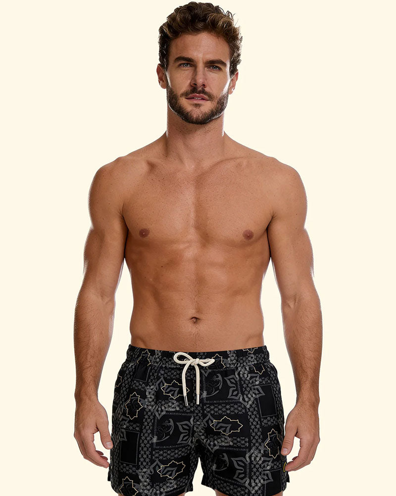 F**k Shorts da Bagno con Fantasia Colore Nero