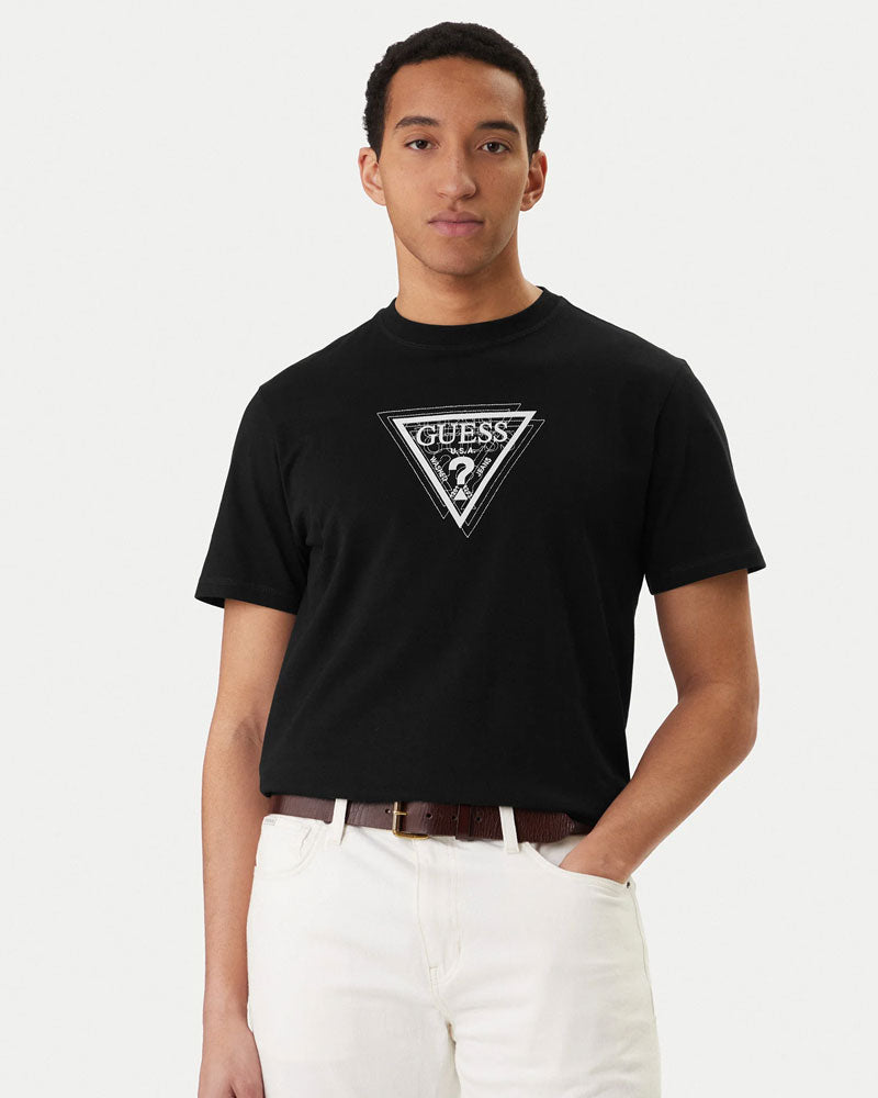 Guess T-Shirt Logo Triangolo Colore Nero