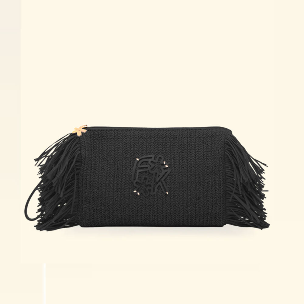 F**k Maxi Pochette con Frange Colore Nero