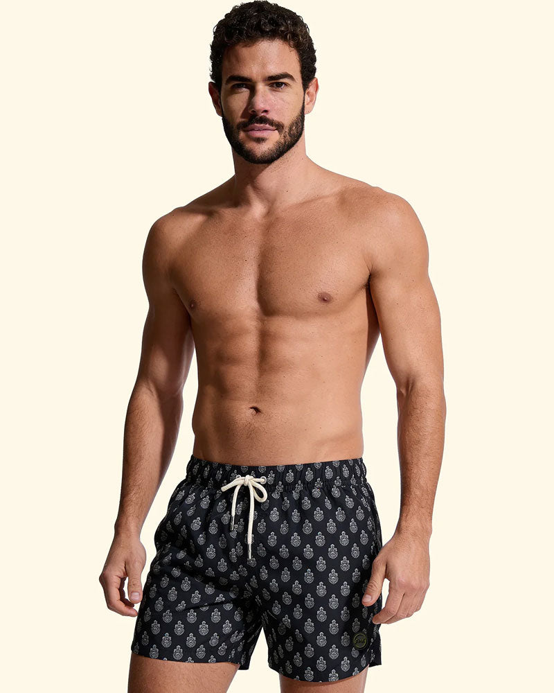 F**k Shorts da Mare con Stampa Colore Nero/Bianco