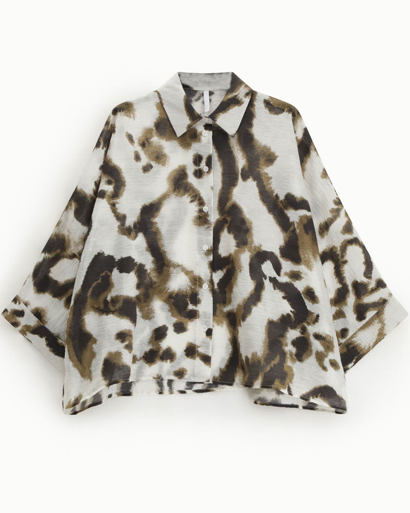 Imperial Camicia Ampia Stampa Animalier Collo Classico