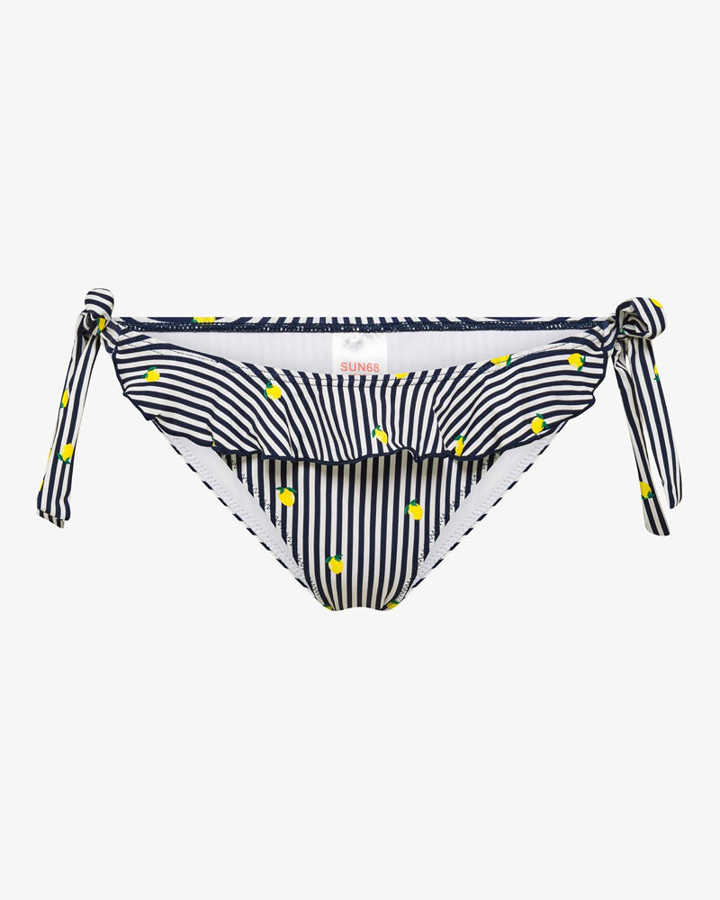Sun68 Slip Mare Stampa e Rouches Colore Panna/Blu Navy