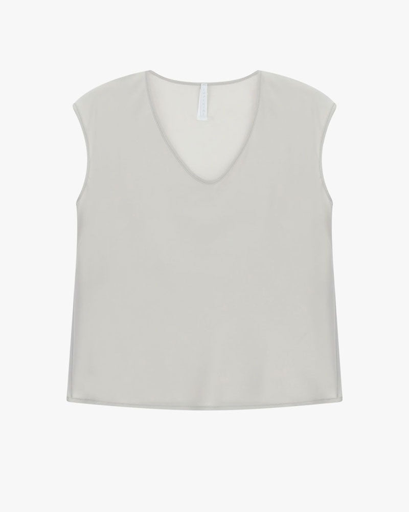 Imperial Top Ampio Scollo a V senza Maniche Colore Perla