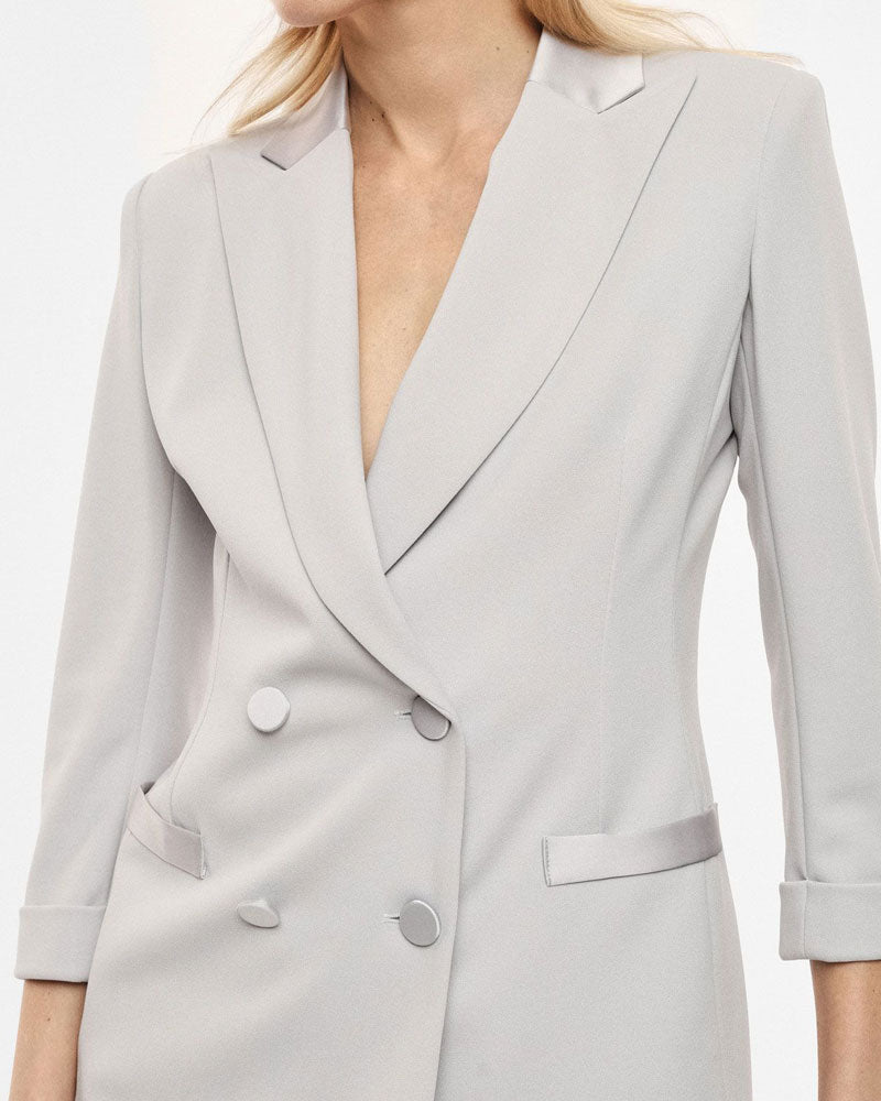 Imperial Blazer Doppiopetto con Maniche Tre Quarti Colore Perla