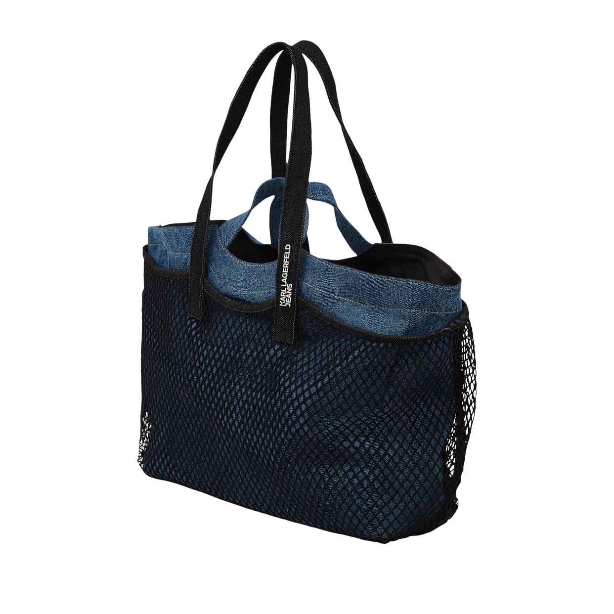 Double Mesh Denim Shopper Washed Mid Blue
