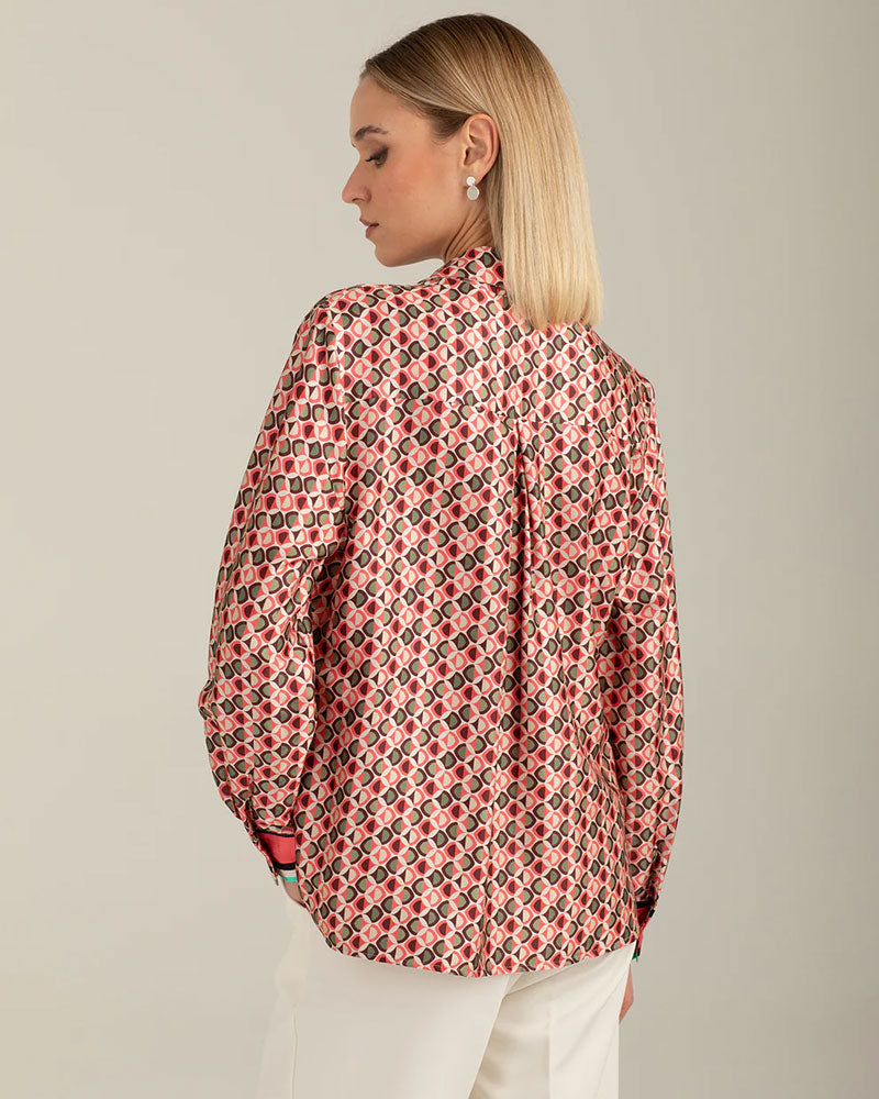 Fred Mello Camicia Manica Lunga in Raso Colore Rosa