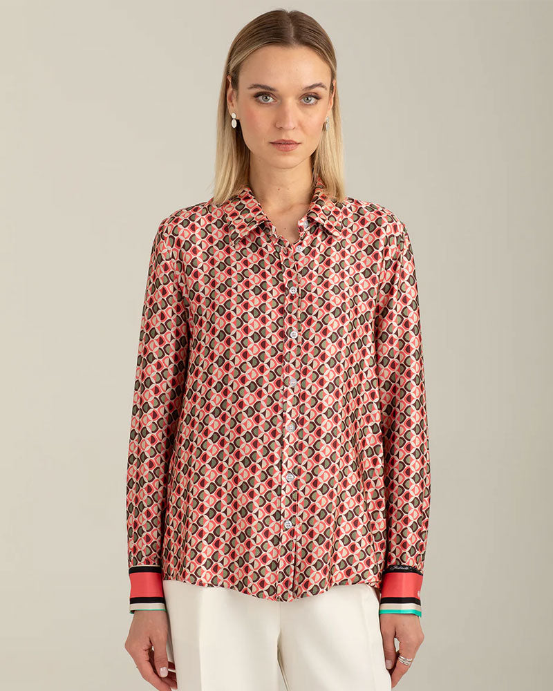 Fred Mello Camicia Manica Lunga in Raso Colore Rosa