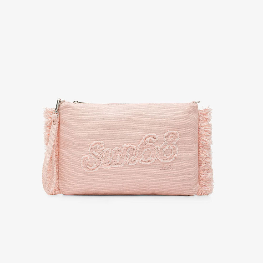 Sun 68 Pochette in Tela con Frange Colore Rosa