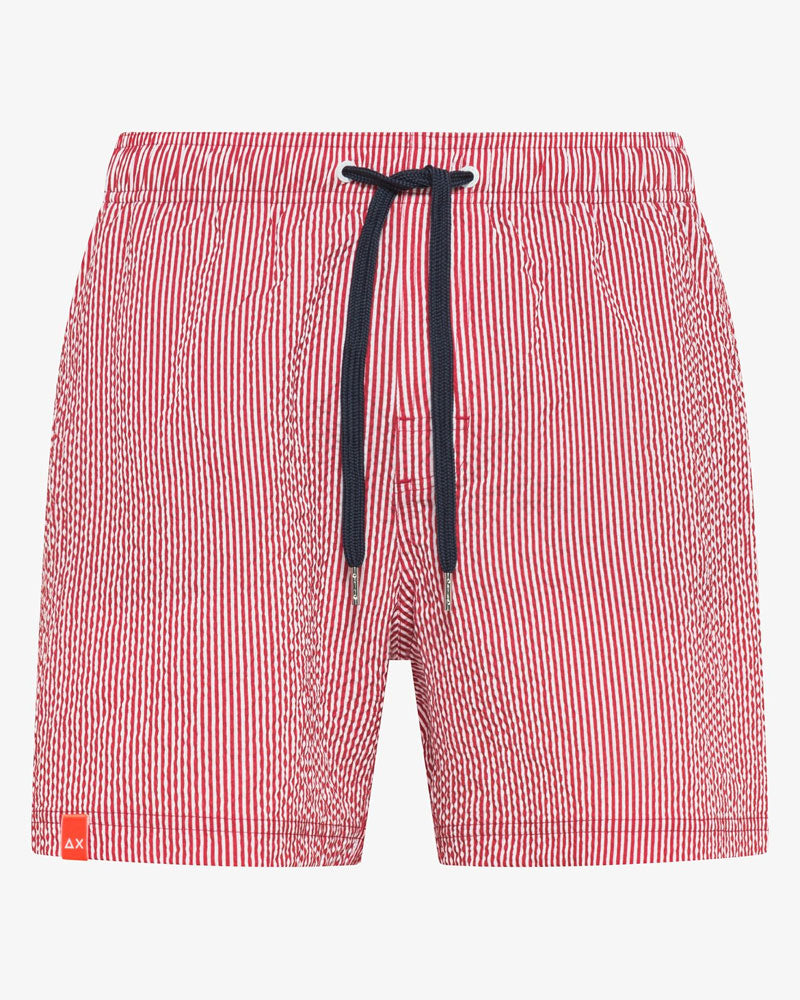 Sun68 Shorts Mare a Righe Colore Rosso